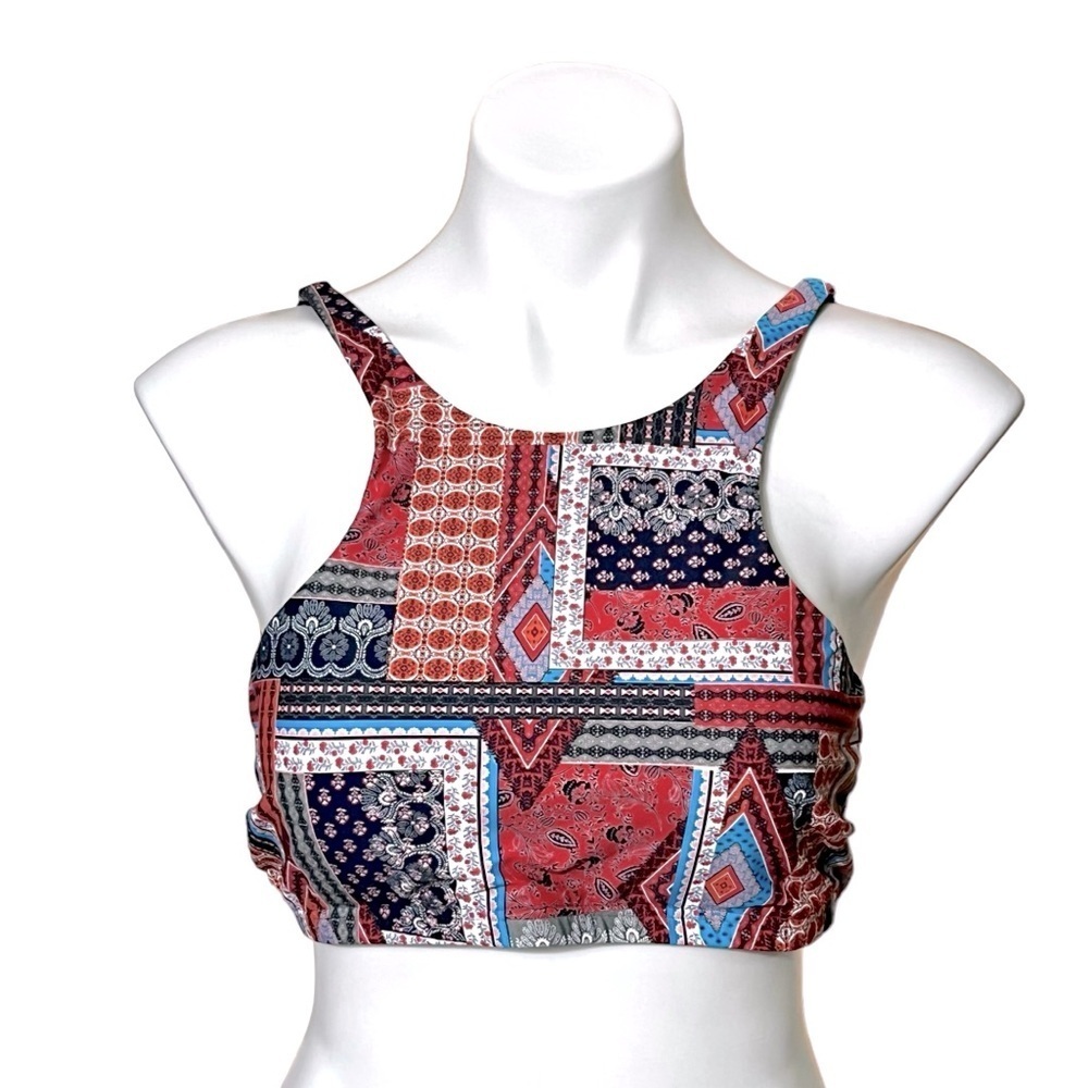Sea Level Swim Australia Arielle High Neck Bikini Top Size 12 New Red/Blue